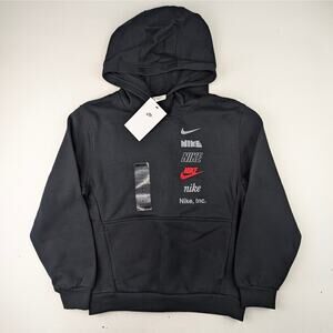 Nike Youth Medium Black W/Red & Grey Logo Hoodie